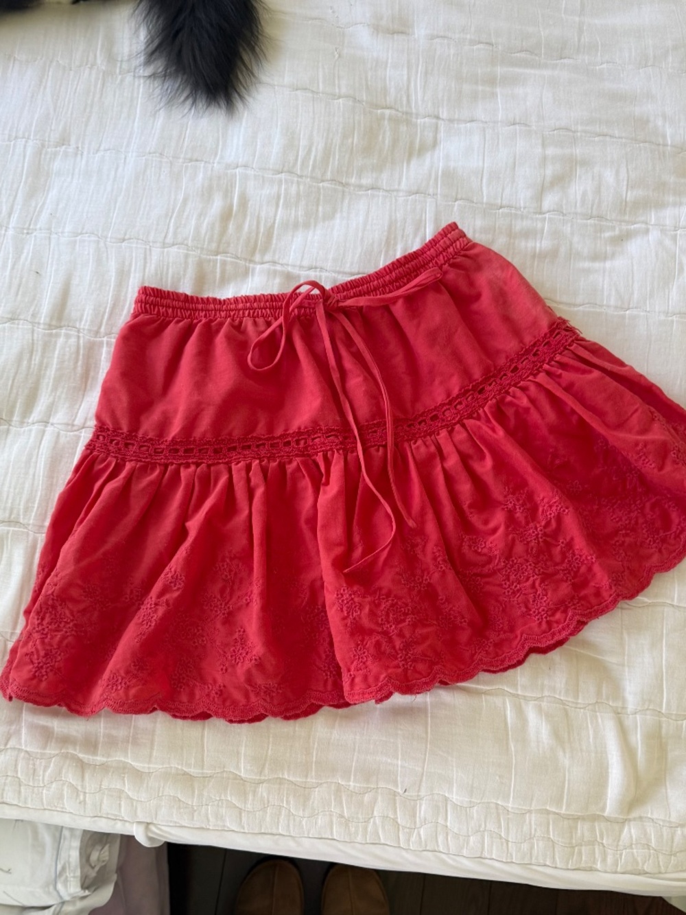 VINTAGE y2k tiered ruffle floral embroidered mini skirt - Picture 4 of 7